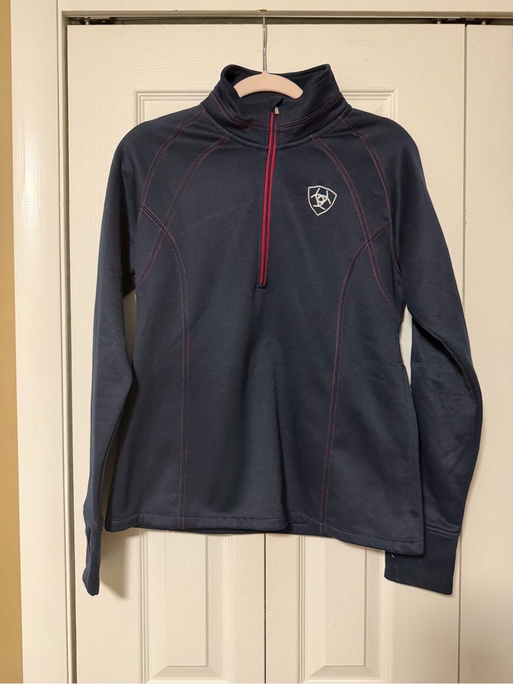 Ariat Navy Quarter-Zip with Red Contrast Stitching